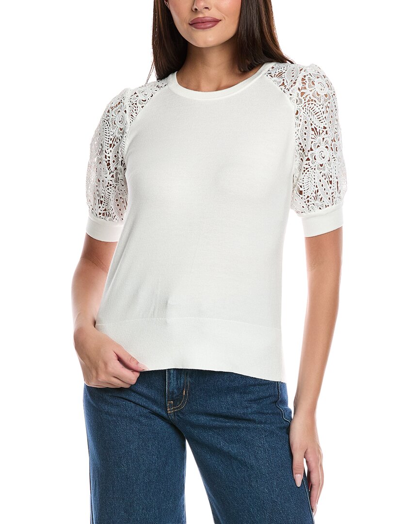 Elie Tahari Felicity Crochet Sweater In White