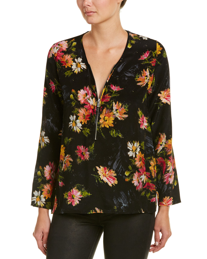 Image of The Kooples Front Zip Silk Shirt