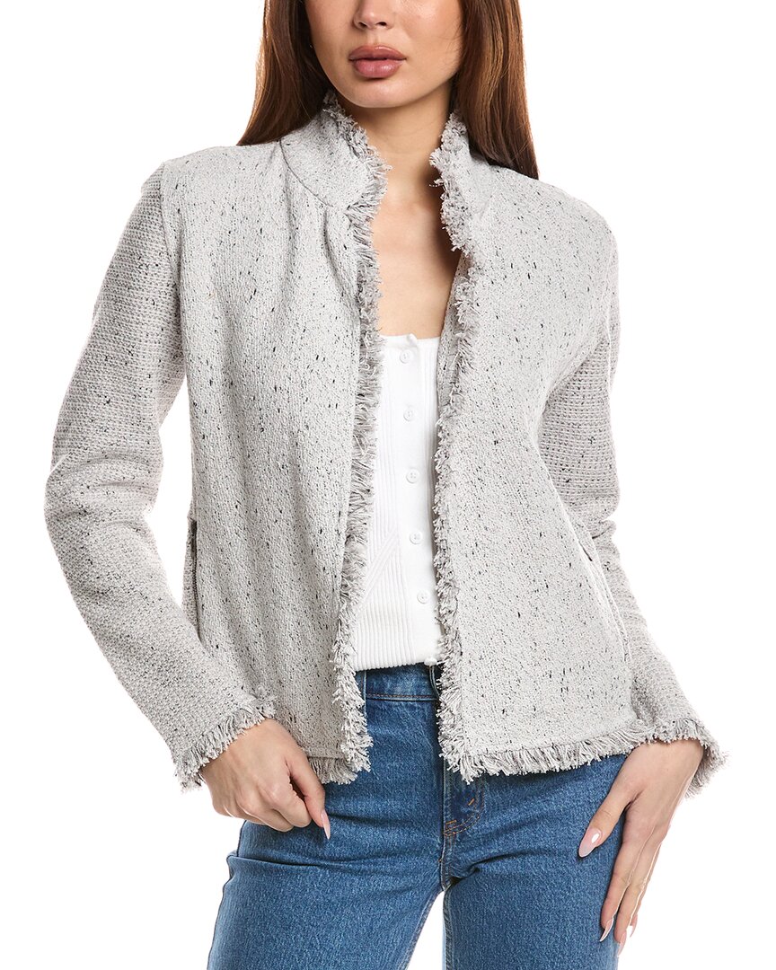 Nic + Zoe Nic+zoe Collared Fringe Mix Knit Jacket