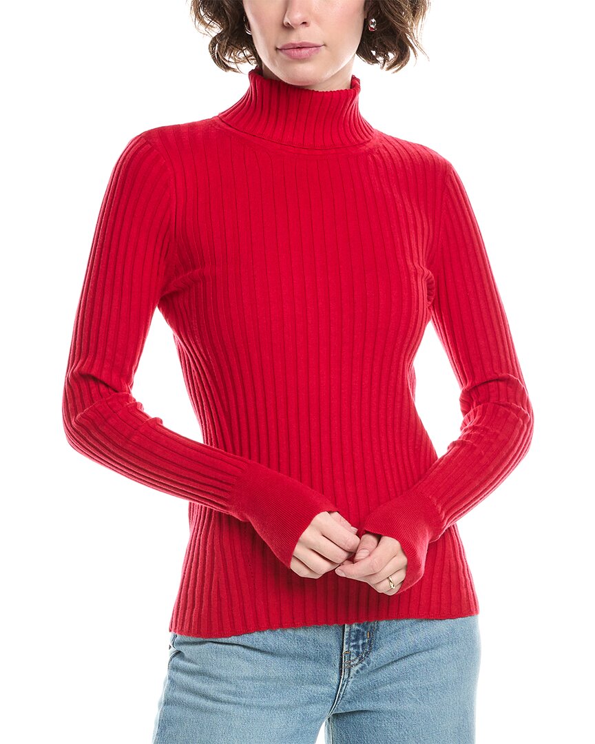 Incashmere In2 By Ribbed Turtleneck Cashmere-blend Sweater In Red