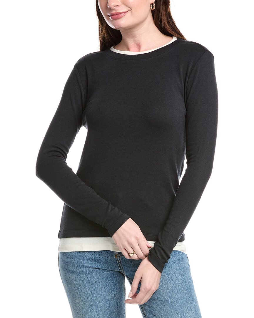 Three Dots Veronica Layered T-shirt In Grey