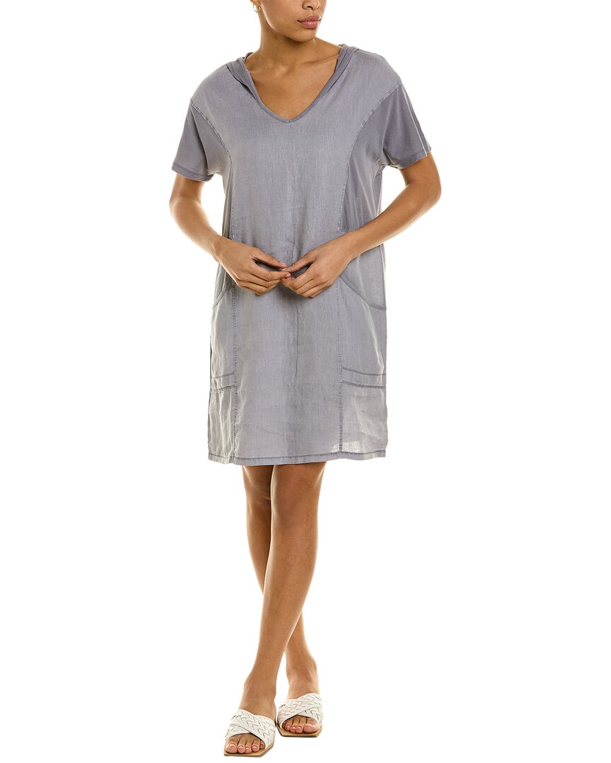 Xcvi Larkin Hooded Linen Mini Dress In Blue | ModeSens