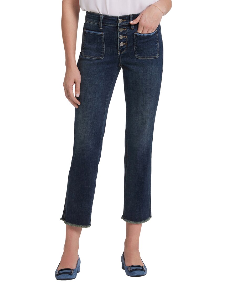 Nydj Marilyn Frayed Exposed Button Ankle Straight Leg Jeans