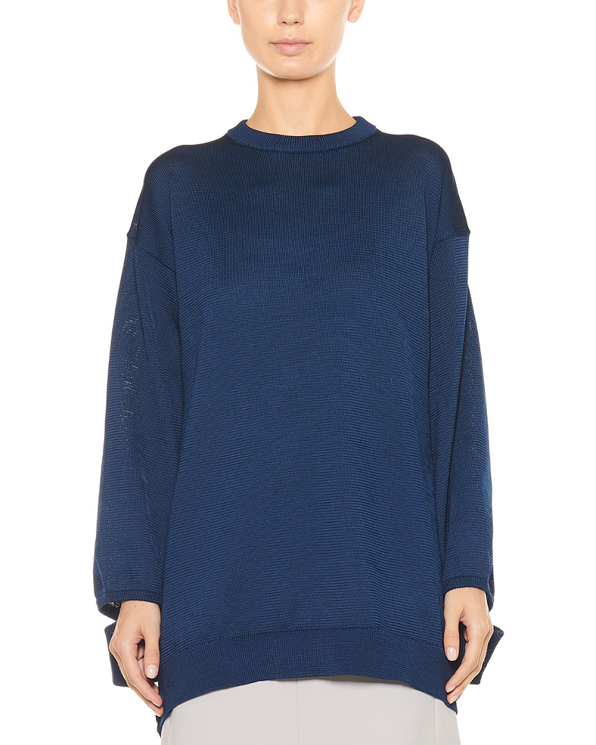 Tibi Corded Sweater Oversized Tunic Pullover In Blue