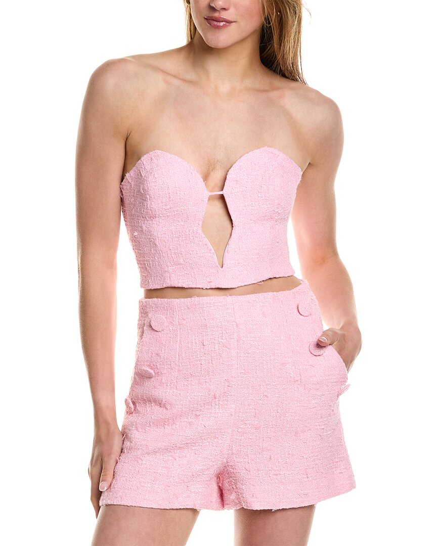 Bardot Eleni Cutout Strapless Tweed Corset Crop Top