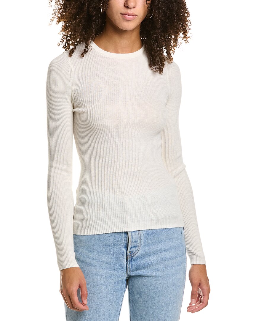 Hudson Back Keyhole Cutout Organic Cotton Blend Rib Sweater In White