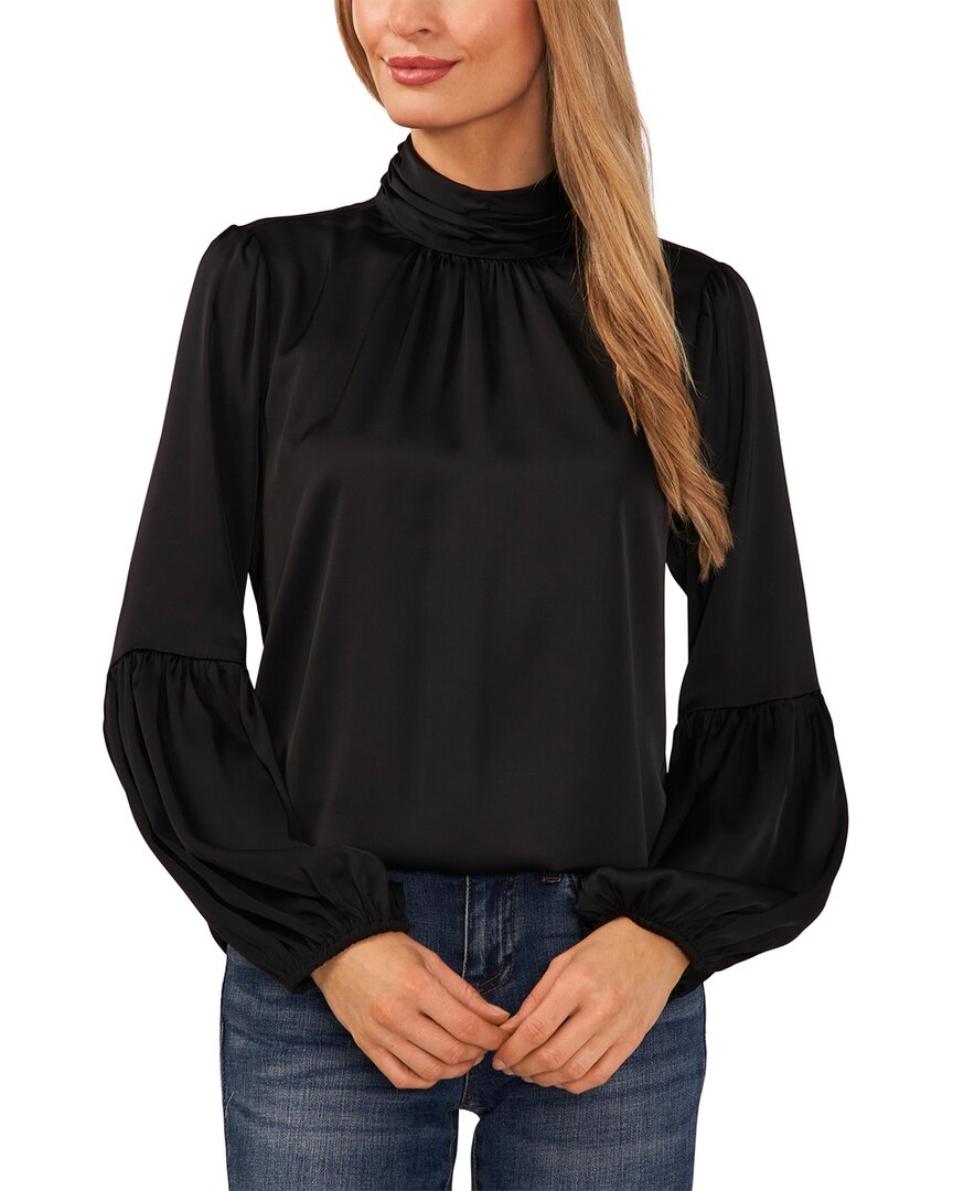 CECE CECE MOCK NECK BLOUSON SLEEVE BLOUSE