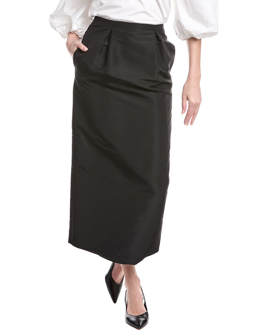 Carolina Herrera Silk Midi Pencil Skirt In Black