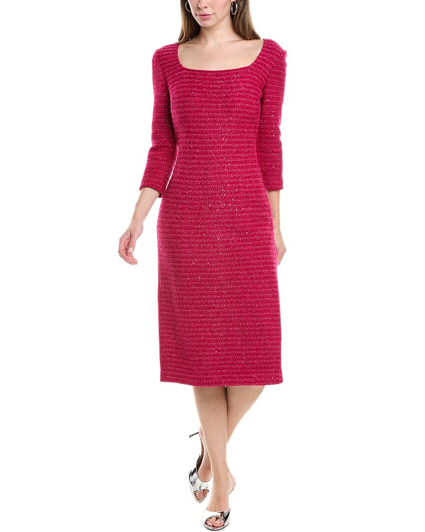 St John St. John Sequin Tweed Midi Dress In Pink