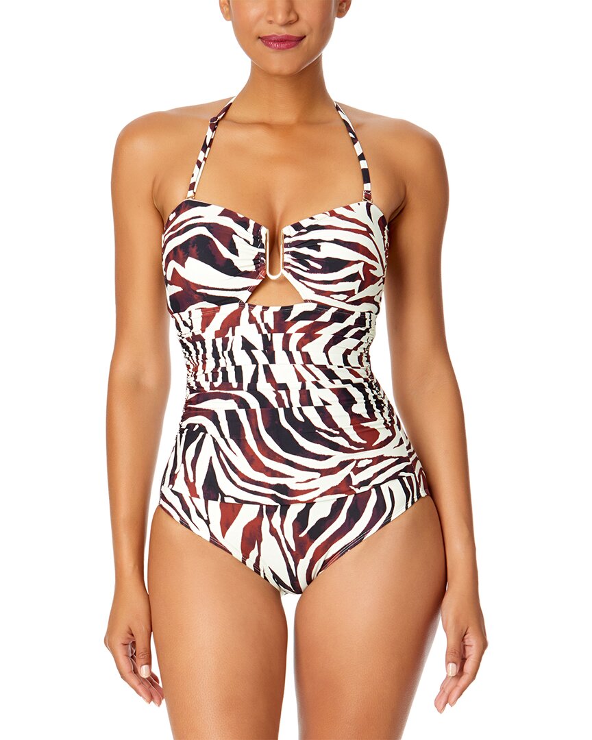 Anne Cole Ring Front High Waist Bottom In Multi