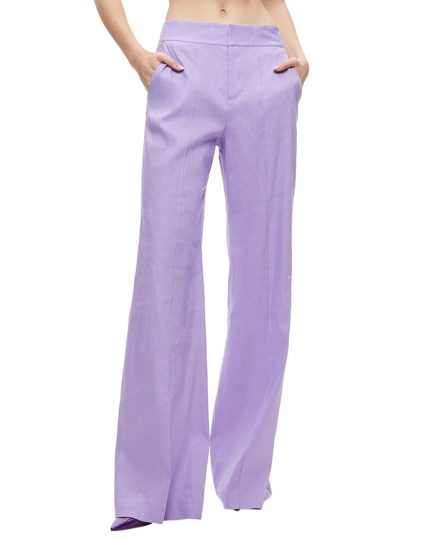 Alice And Olivia Alice + Olivia Dylan High-waist Linen-blend Wide Leg Pant In Purple
