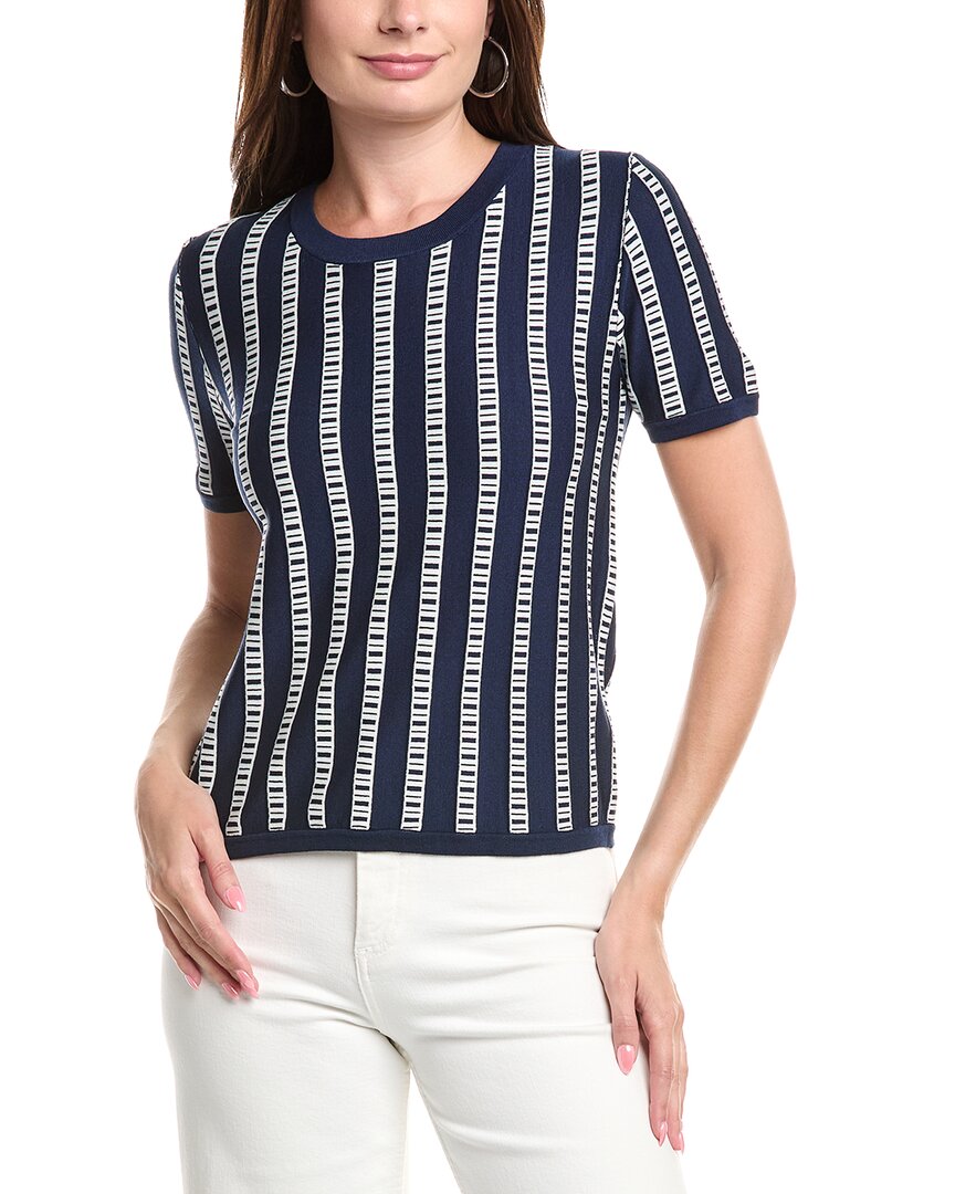 T Tahari Bicolor Stitch Pullover