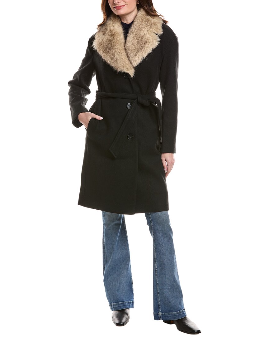 Ellen Tracy Belted Coat In Black