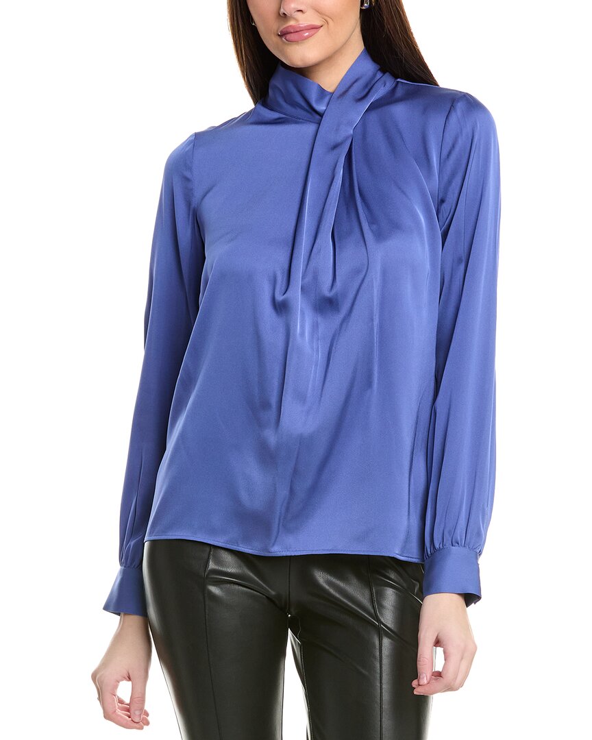 Shop Elie Tahari The Jaden Silk-blend Blouse In Blue