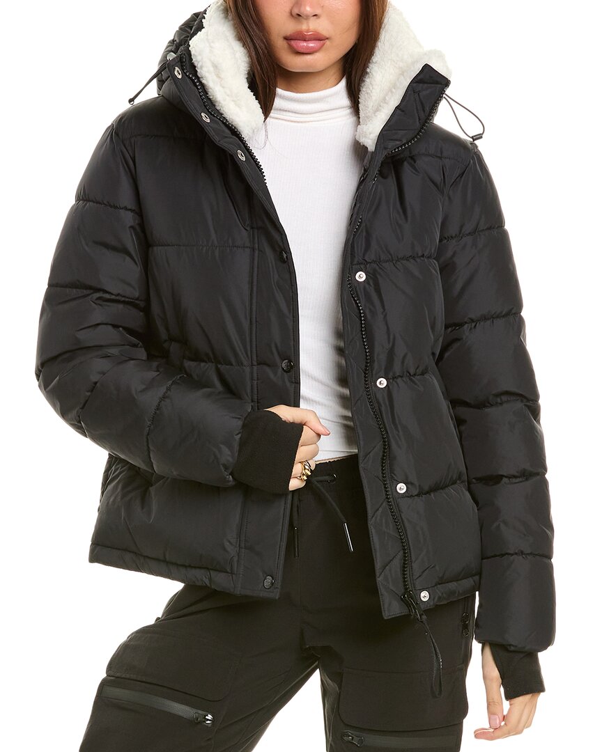S13 Ella Matte Straight Puffer Coat In Black