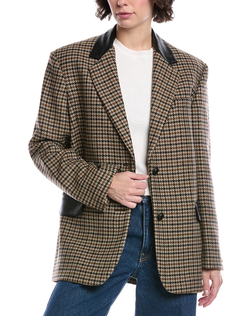 Rag & Bone Lainey Italian Houndstooth Wool Blazer In Brown