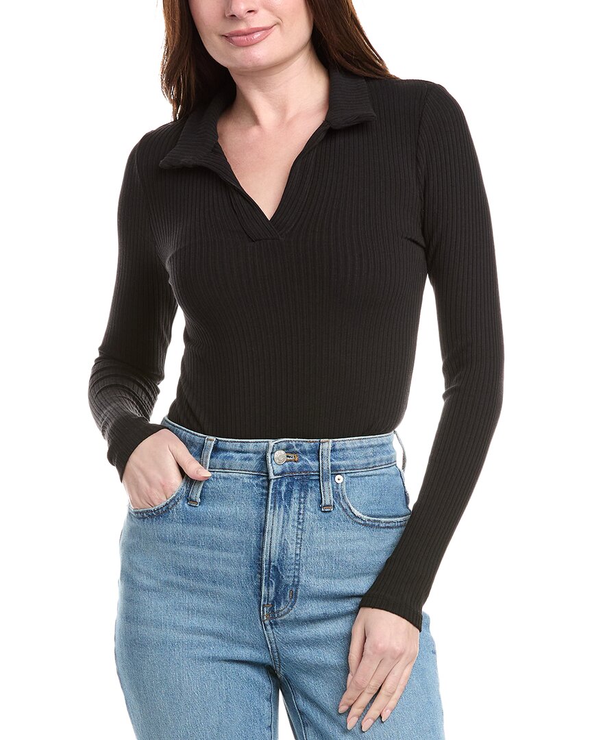 Shop Truth Collared Rib Bodysuit In Black