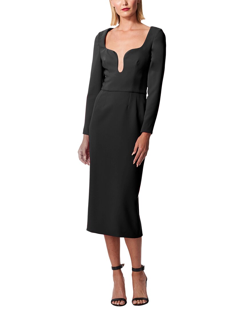 CAROLINA HERRERA CAROLINA HERRERA 3/4-SLEEVE U-NECK MIDI DRESS