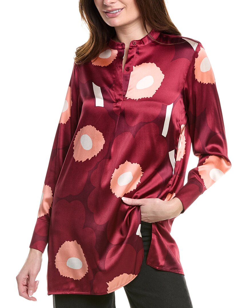 Marimekko Tiina Silk-blend Blouse In Red