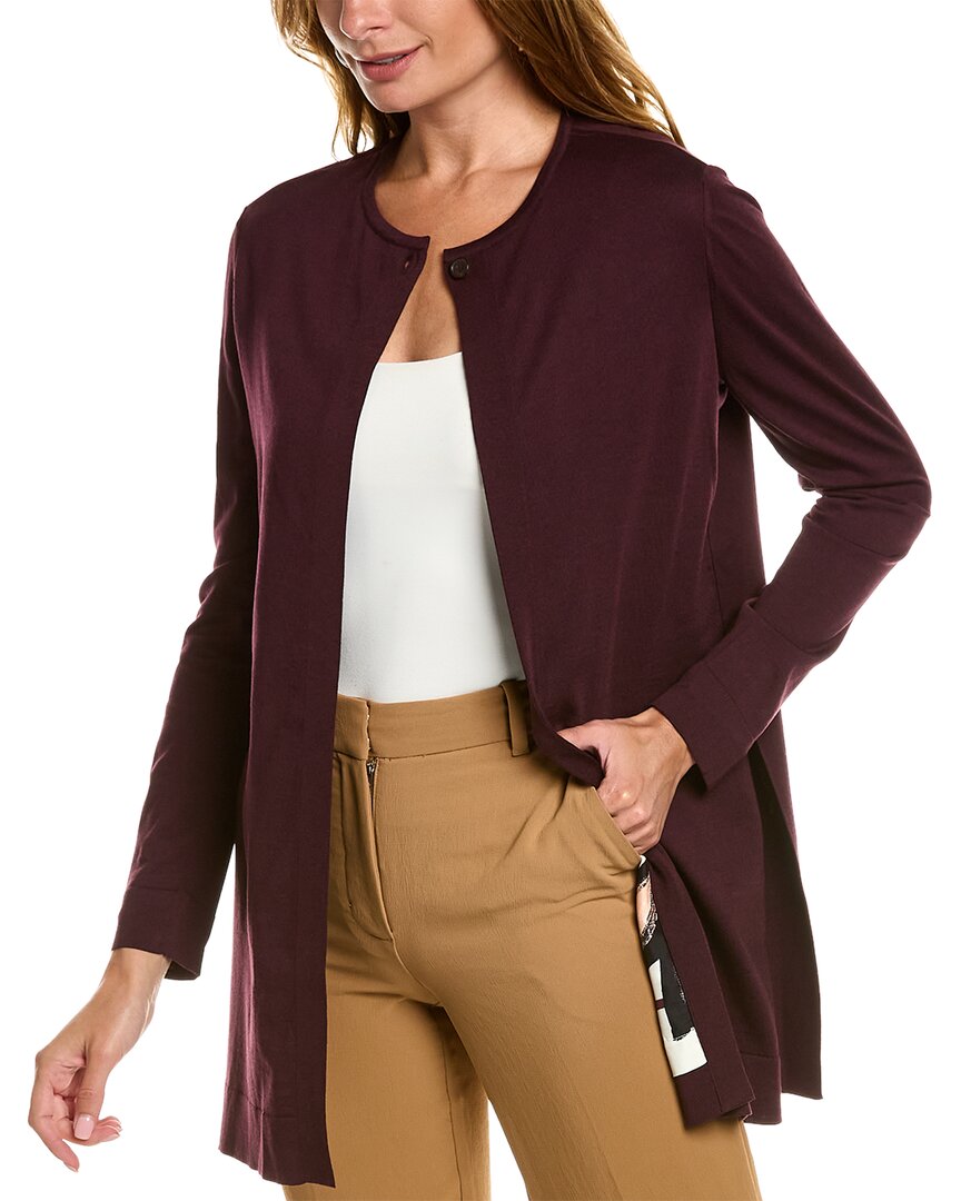 Ferragamo Long Sleeve Silk-blend Sweater In Brown