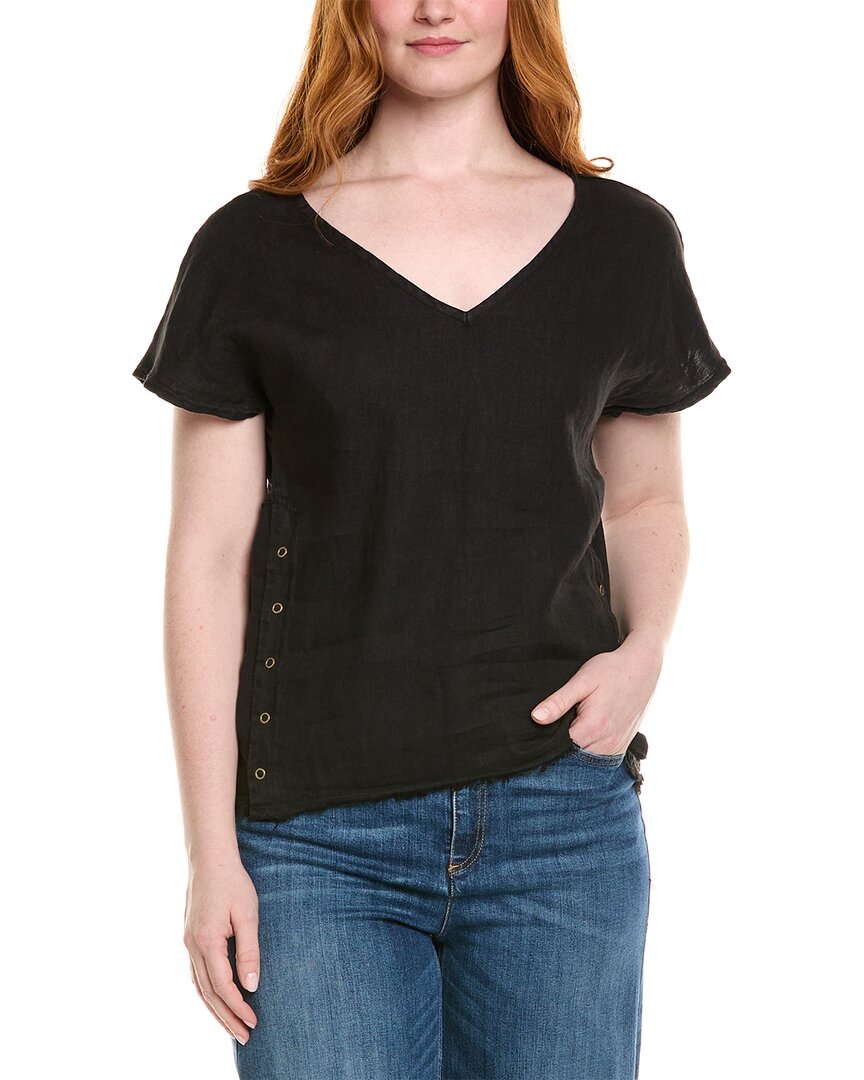 Xcvi Rian Linen Top In Black