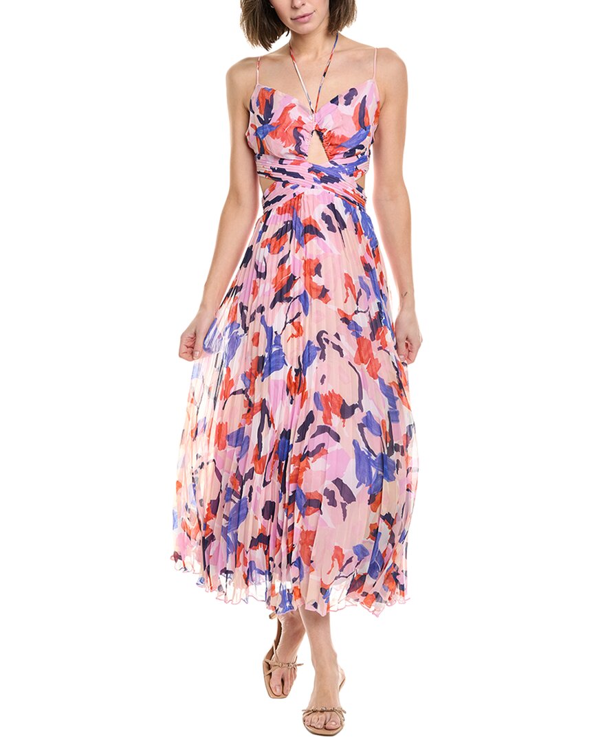 Astr Aquata Midi Dress In Orange Blue Abstract In Orange