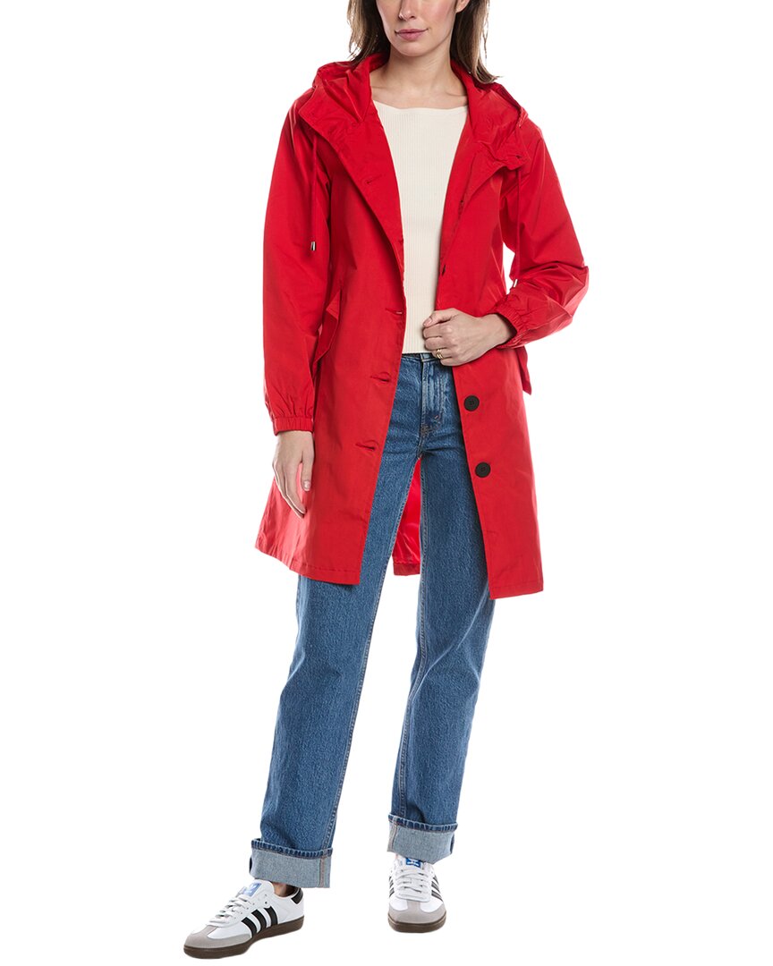 Rene Lion Long Rain Wind Jacket In Red