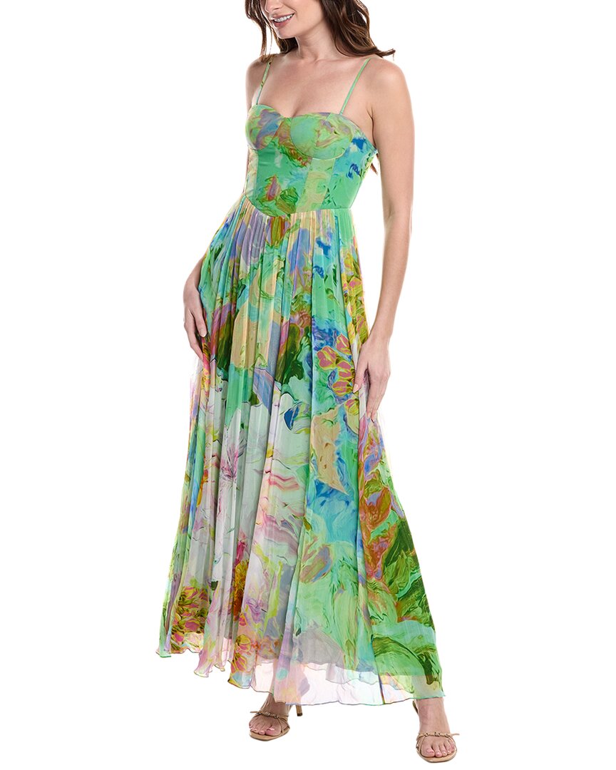 Hemant & Nandita Corseted Maxi Dress In Green