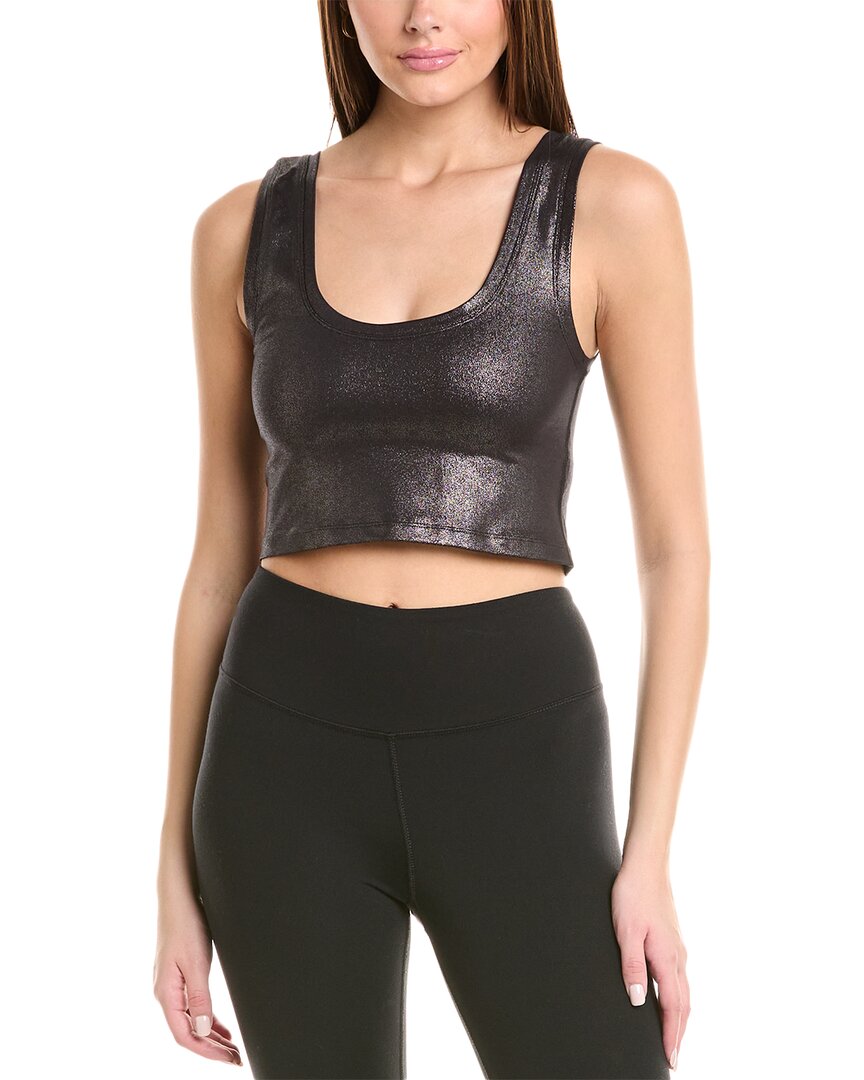 Shop Terez Tlc Sparkle Crop Top In Black
