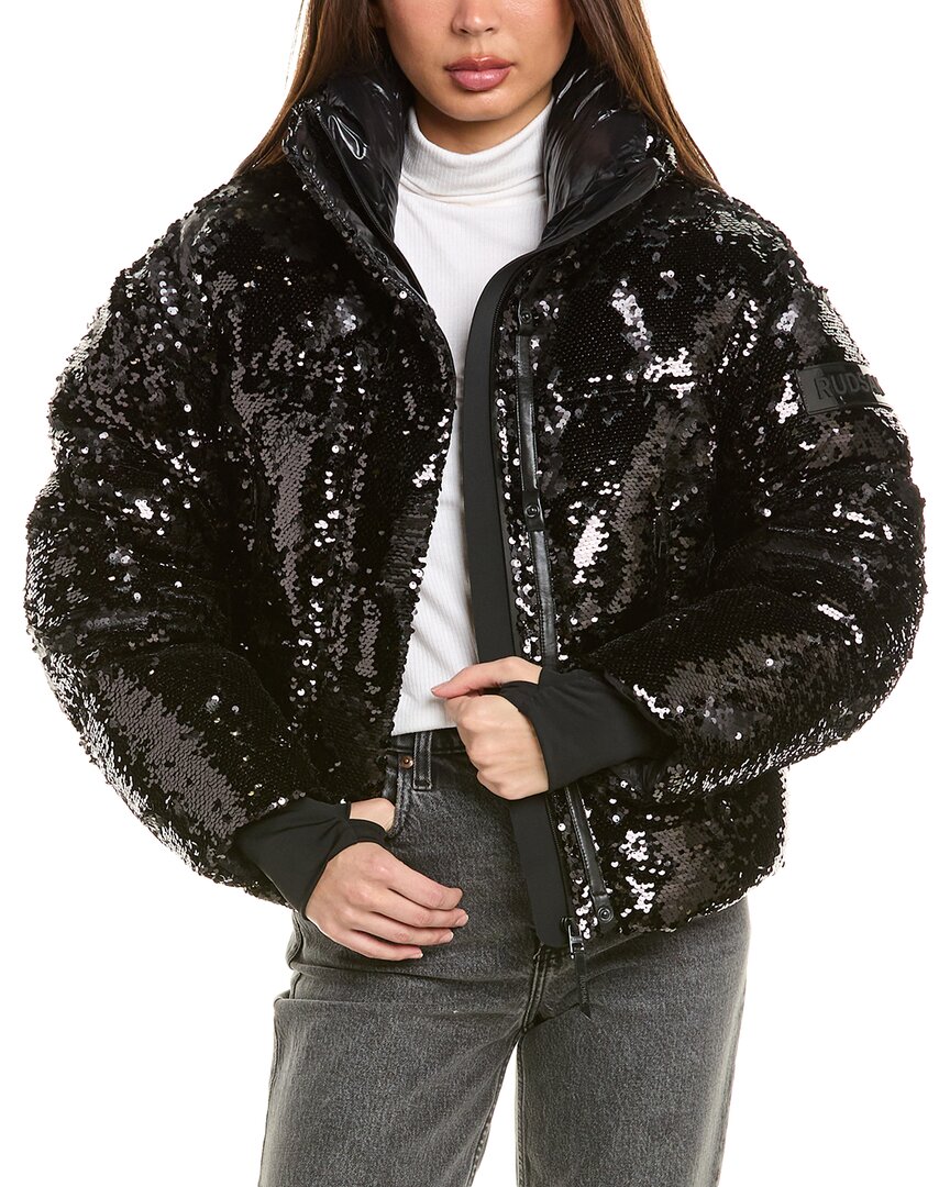 Rudsak Laurence Sequin Down Coat In Black