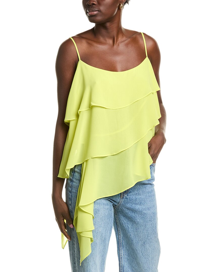 Bcbgmaxazria Womens Asymmetric Layered Blouse In Yellow