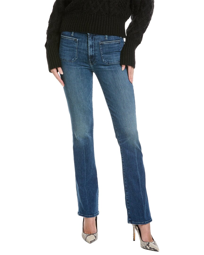 Mother The Patch Pocket Insider Sneak High-rise Caving In Bootcut Jean In Blue