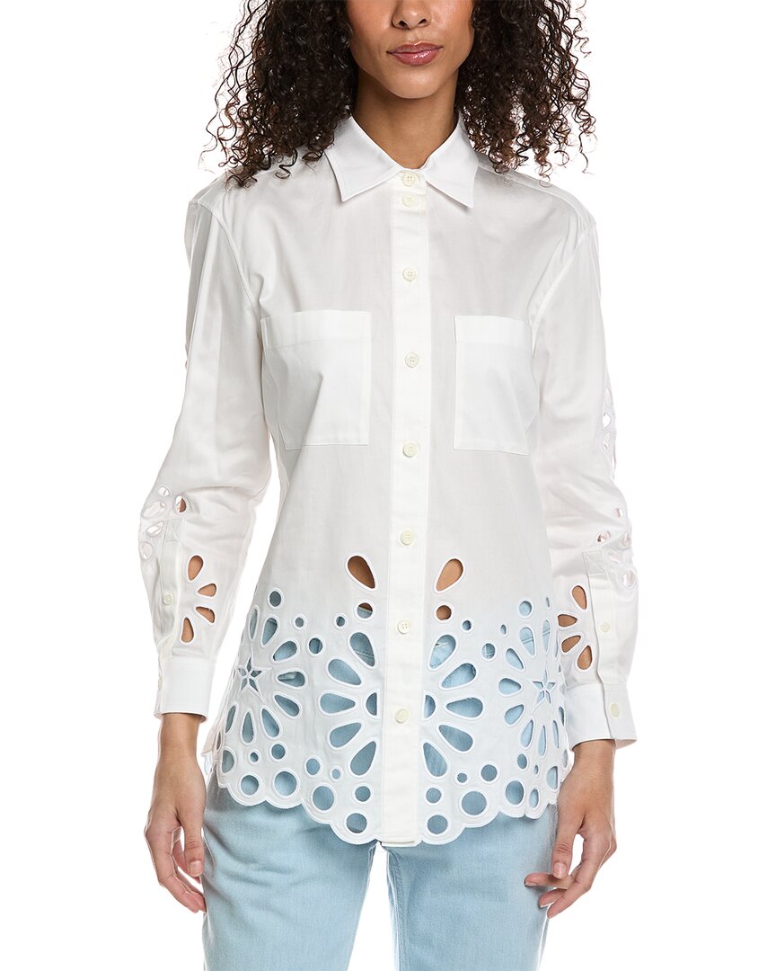Burberry Coraline Scalloped Cotton Shirt In White