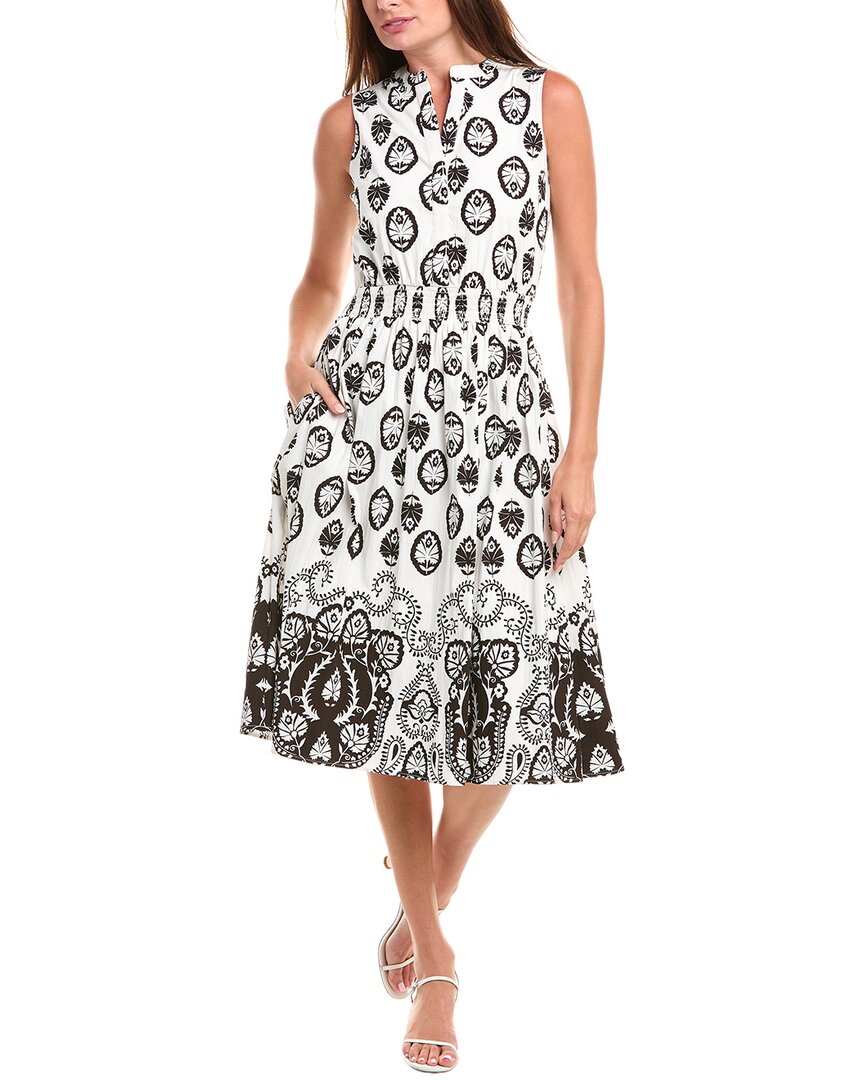 T Tahari Smocked Waist Midi Dress In Multi