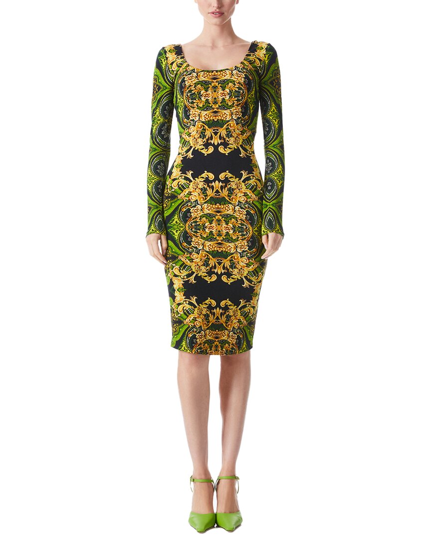 Alice And Olivia Delora Printed Jersey Dress In Leaf Green