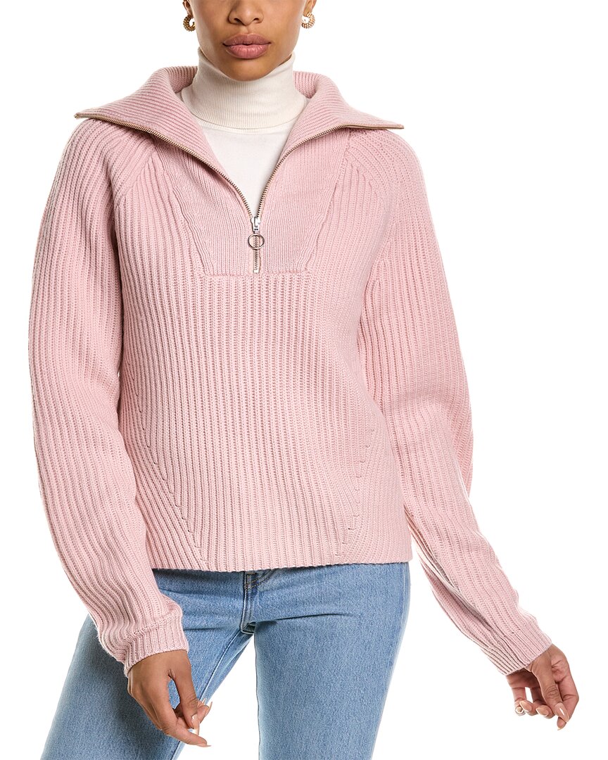 Joie Hinnes Front Zip Wool Pullover In Pink