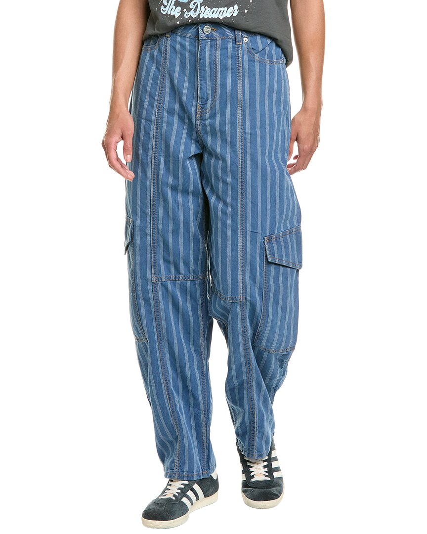 Ganni Light Stripe Denim Cargo Pant