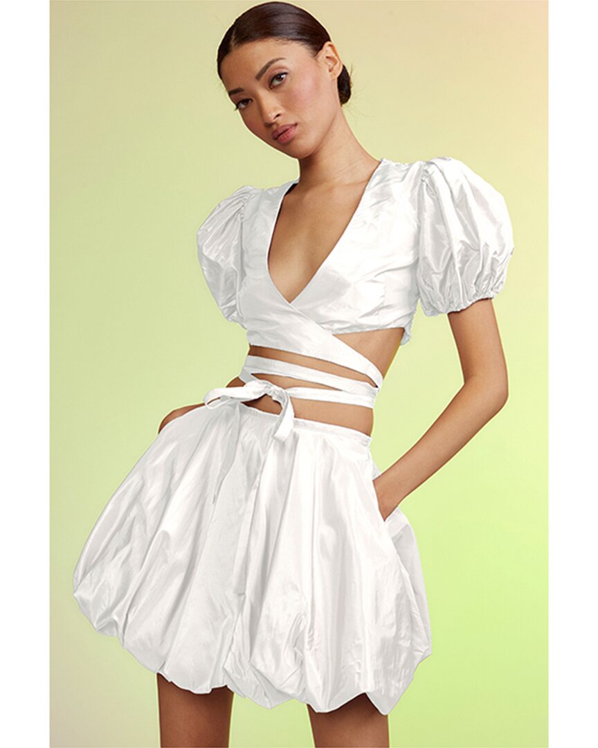 Shop Cynthia Rowley Luna Taffeta Bubble Skirt In White