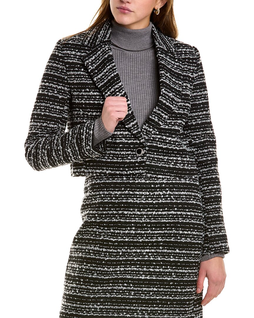 Bagatelle Cropped Tweed Wool-blend Blazer In Black