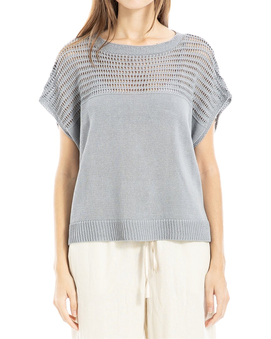 Max Studio Open Weave Linen-blend Top