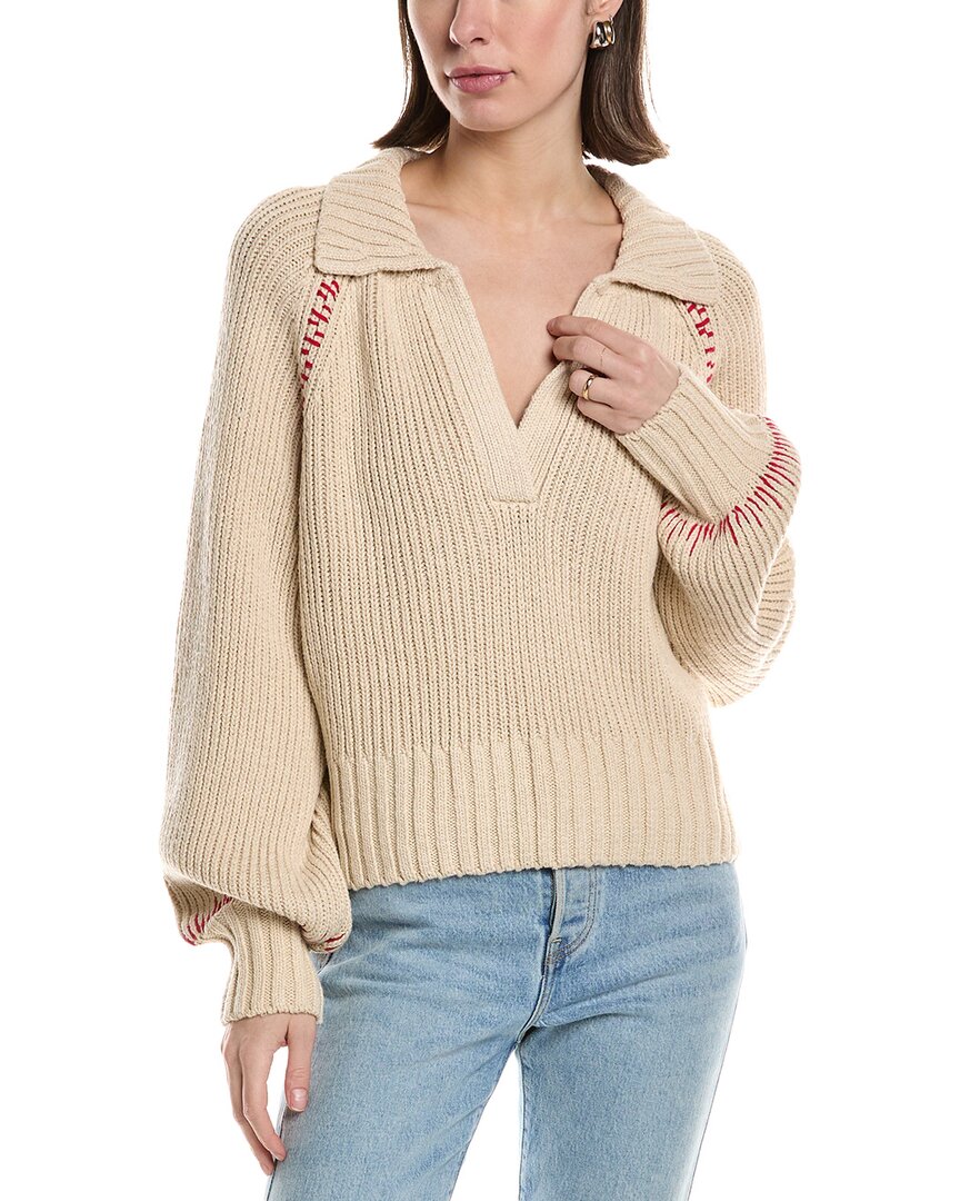 Hudson Jeans Collared Wool-blend Pullover In White