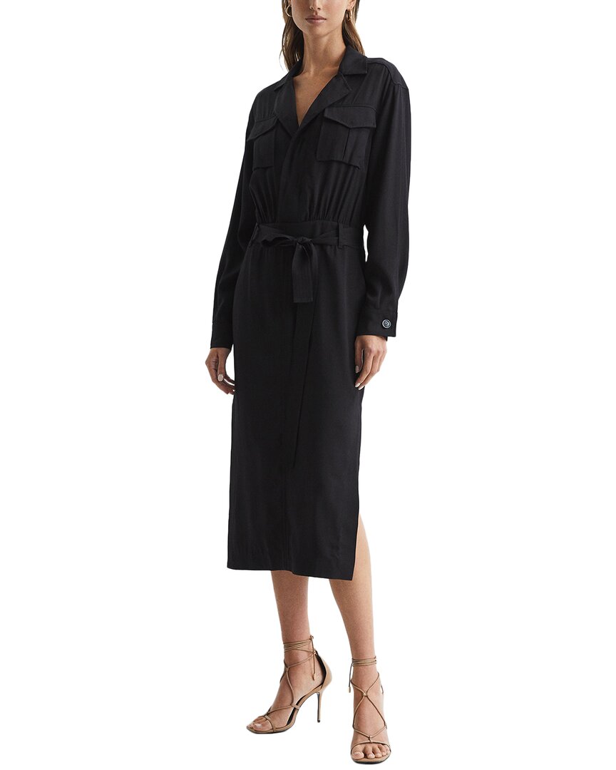 Reiss Gail Safari Midi Dress In Black