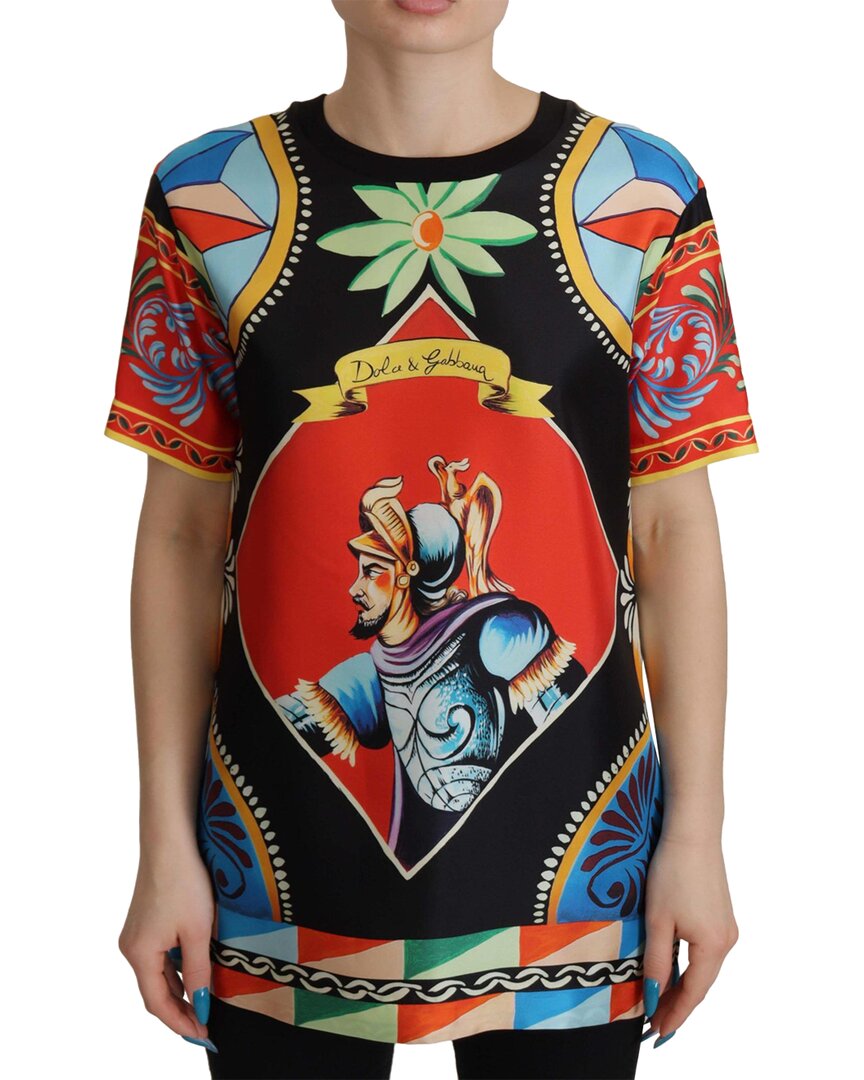 Shop Dolce & Gabbana Multicolor Soldier Carretto Silk T