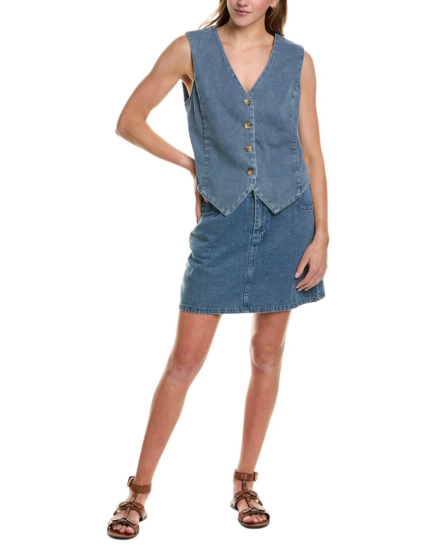 Shop Lyra & Co 2pc Vest & Skirt Set In Blue