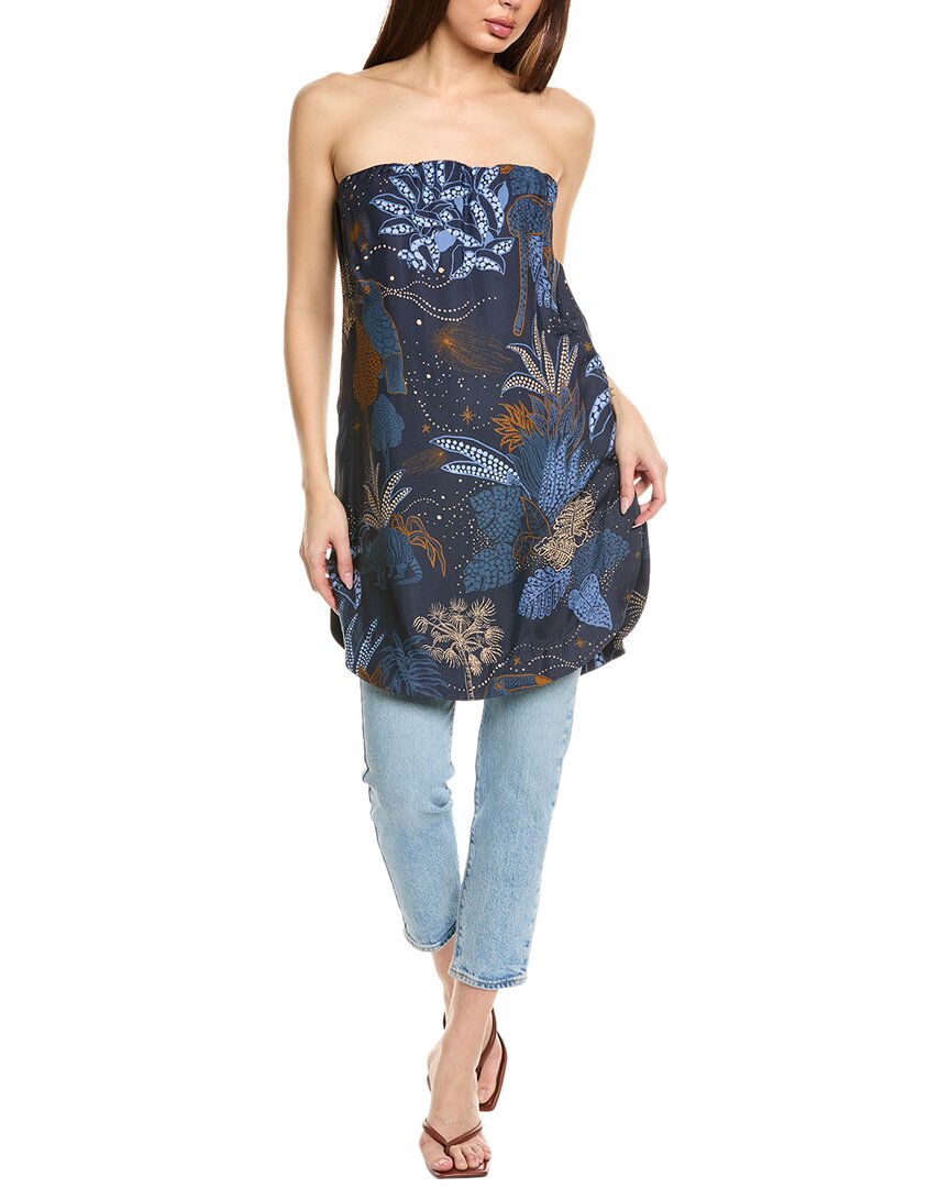 Farm Rio Strapless Blouse In Navy