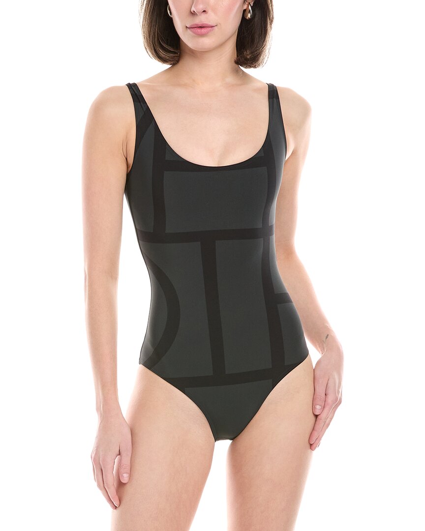 Totême Toteme Monogram Swimsuit In Black