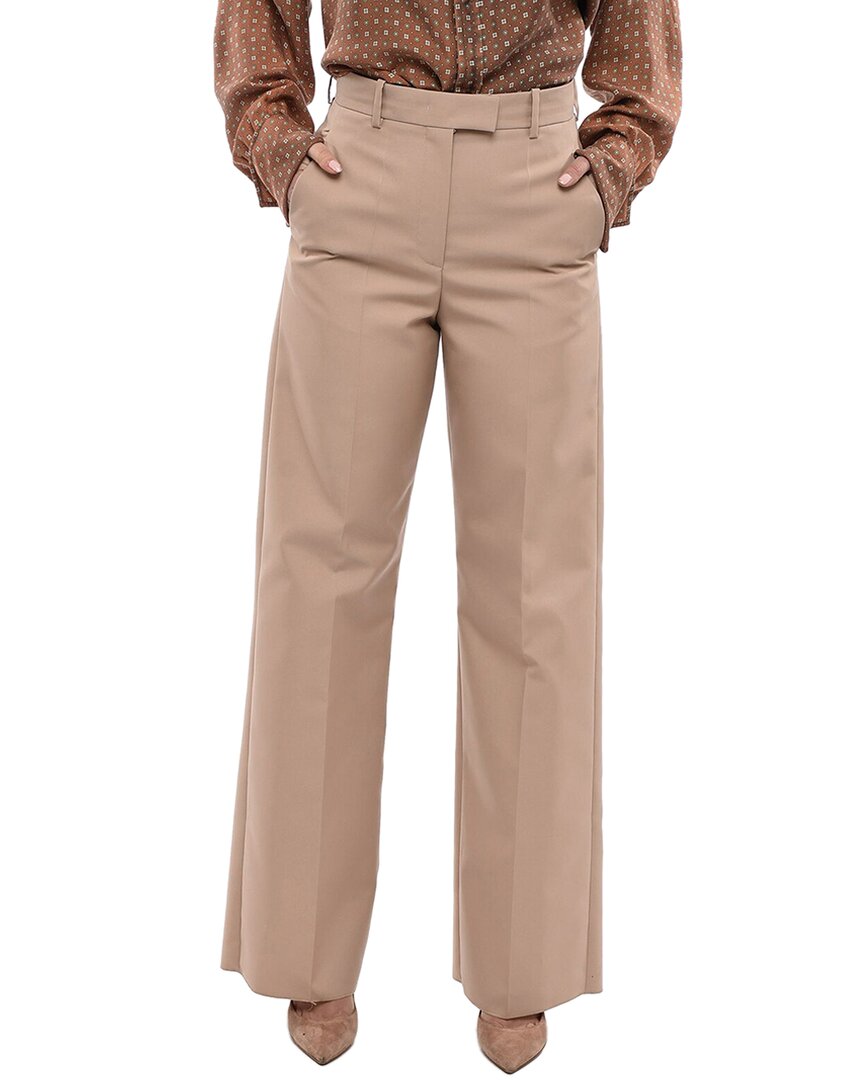 Valentino Front-pleated Wide-leg Pants In Beige