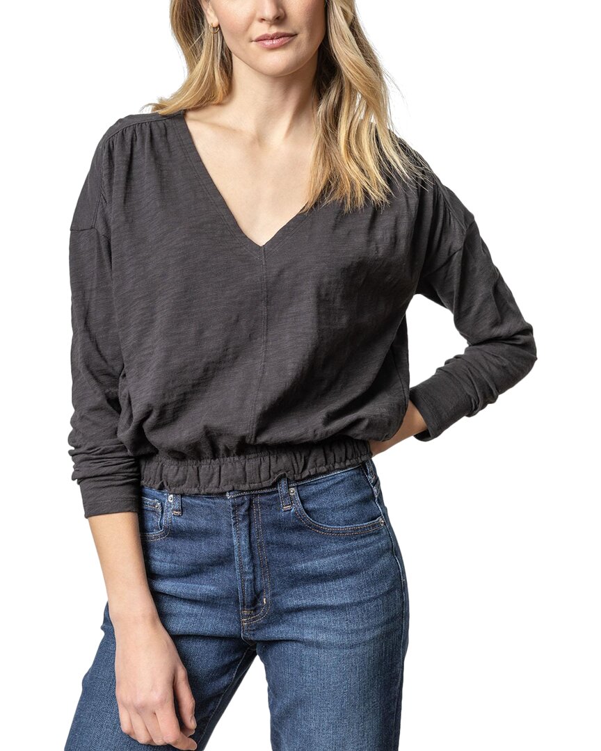 Lilla P Elastic Hem V-neck In Black