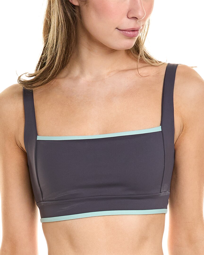 Shop Ivl Collective Contrast Square Neck Bra In Grey