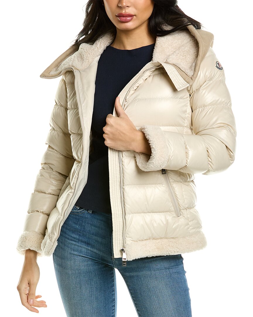Moncler Guichard Shearling-lined Puffer Jacket In Beige